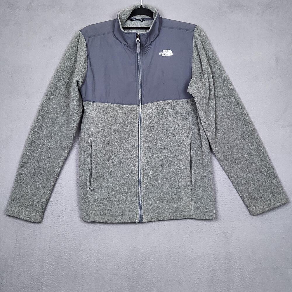 NORTH FACE Jacket Youth XL 18/20 Gray Full Zip Fleece Outdoor Layer NF0A4P9Q DYY